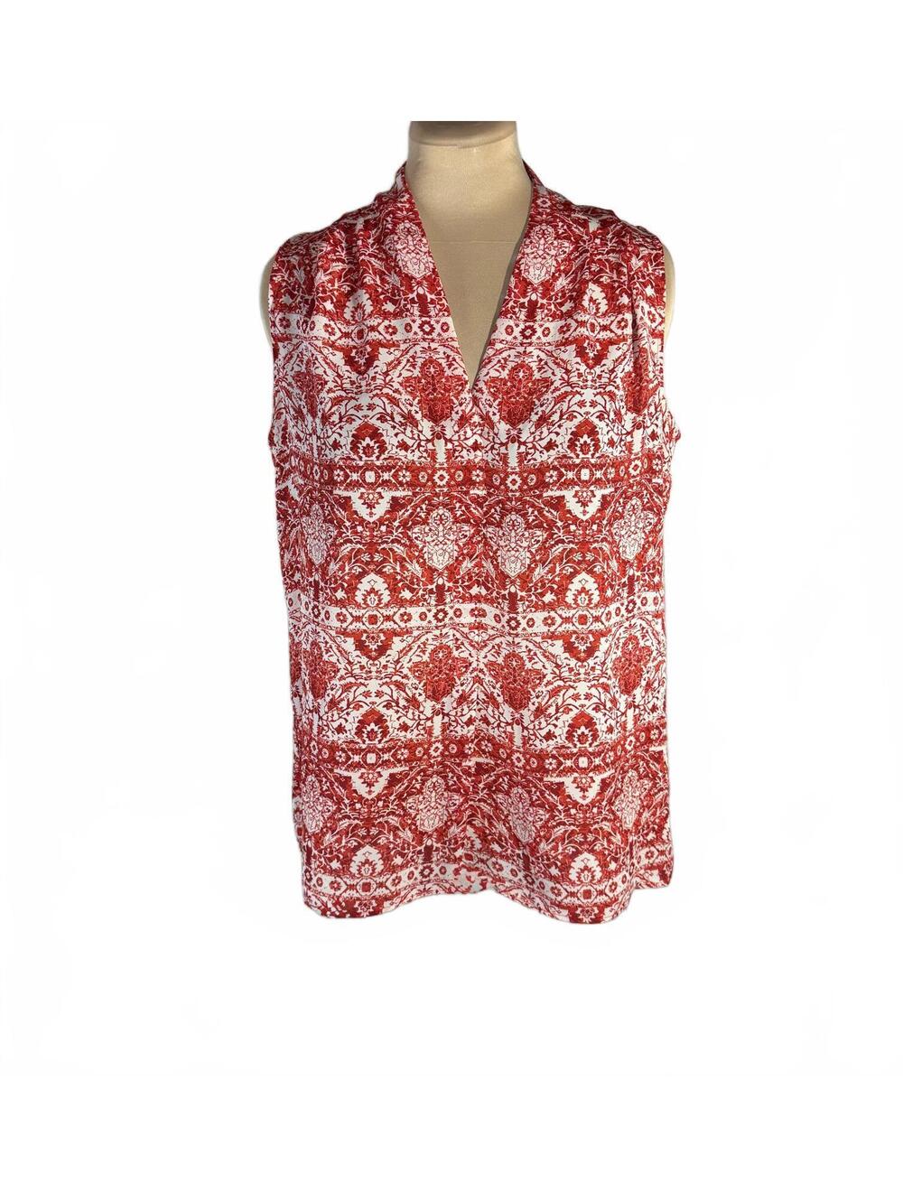 Laundry by Shelli Segal Red and White Sleeveless Blouse Size M